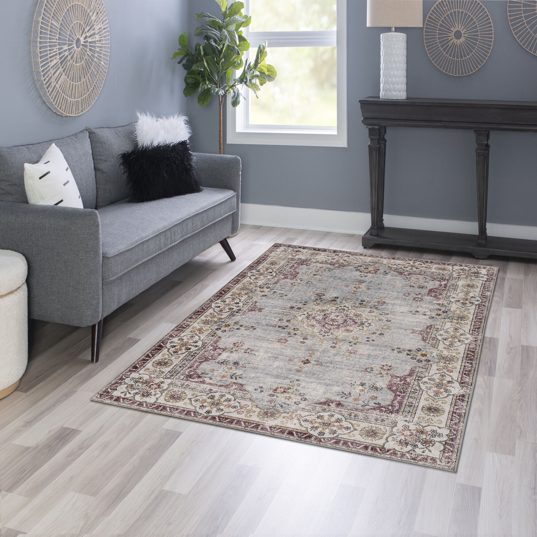 Washable Lennox Pale Blue/Ivory Rug, , alternate image number 5