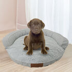 Stripe Printing poly-cotton bolster with detachable faux fur cushion Large Size, STRIPE GREY, hi-res image number null