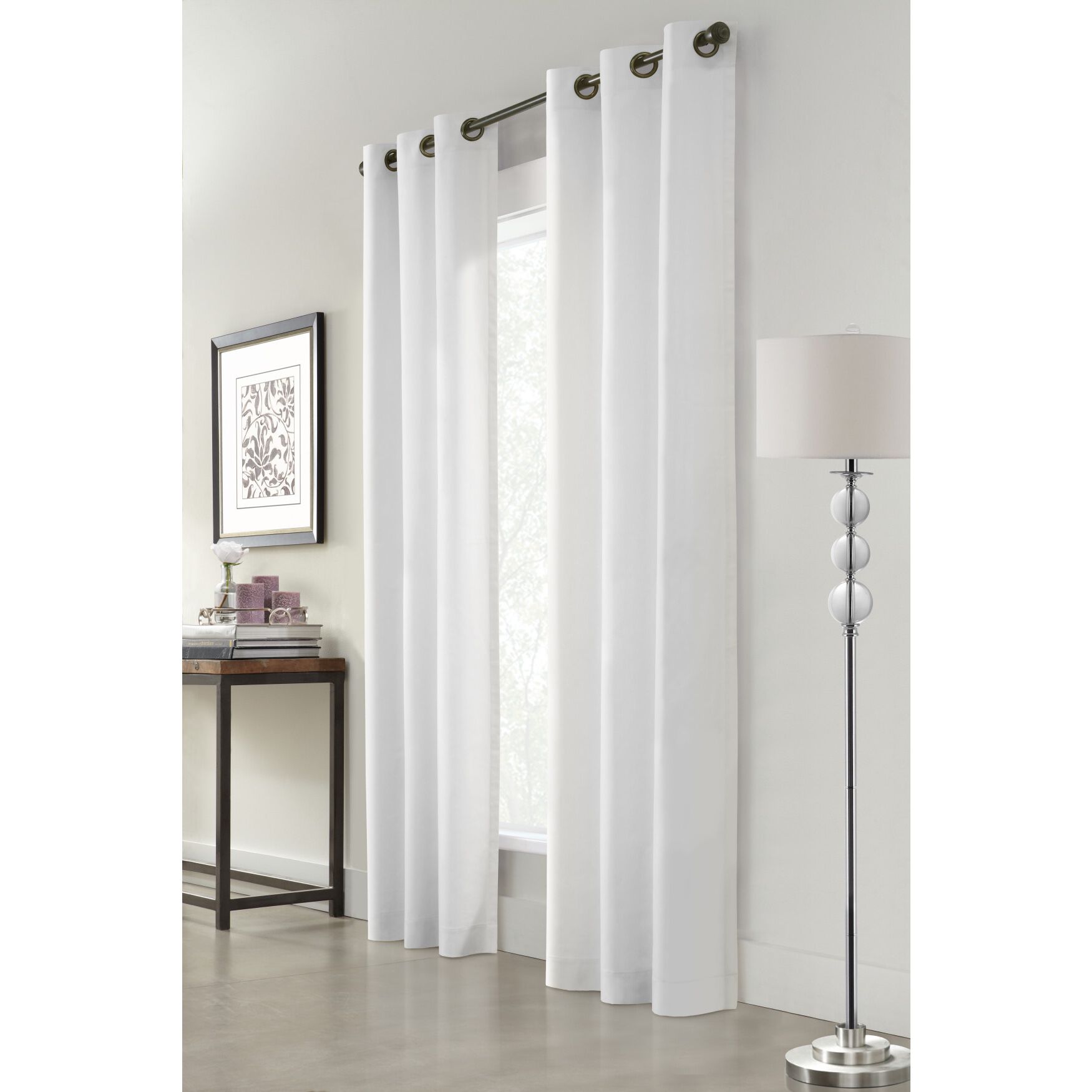 Weathermate Room Darkening Grommet Curtain Panel Pair, WHITE, hi-res image number 0