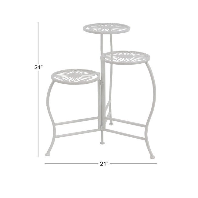 Set Of 3 White Metal Traditional Plantstand, , alternate image number null