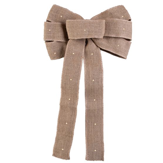 Burlap LED Wired Ribbon Bow, , alternate image number null