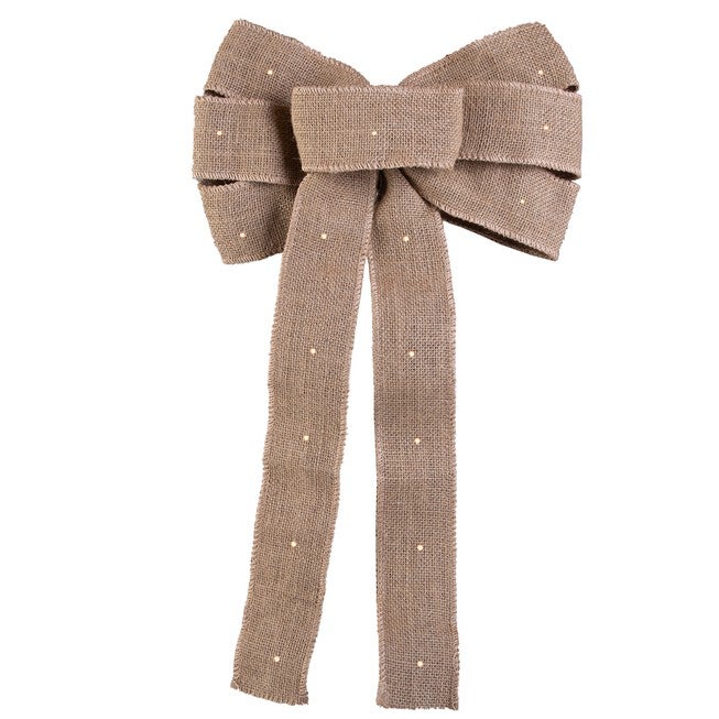 Burlap LED Wired Ribbon Bow, , alternate image number 2