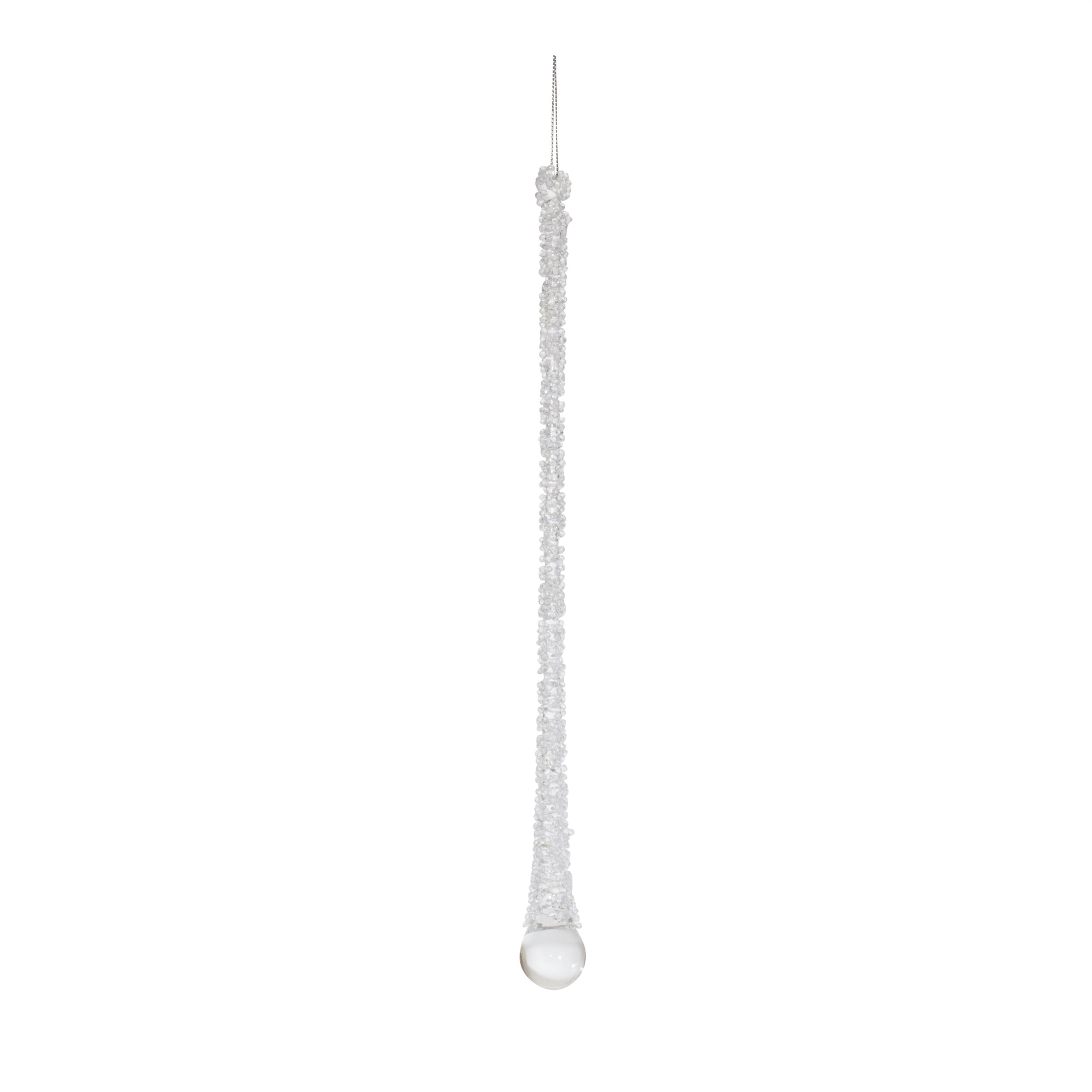 Clear Beaded Glass Icicle Drop Ornament (Set of 6), CLEAR, alternate image number 4