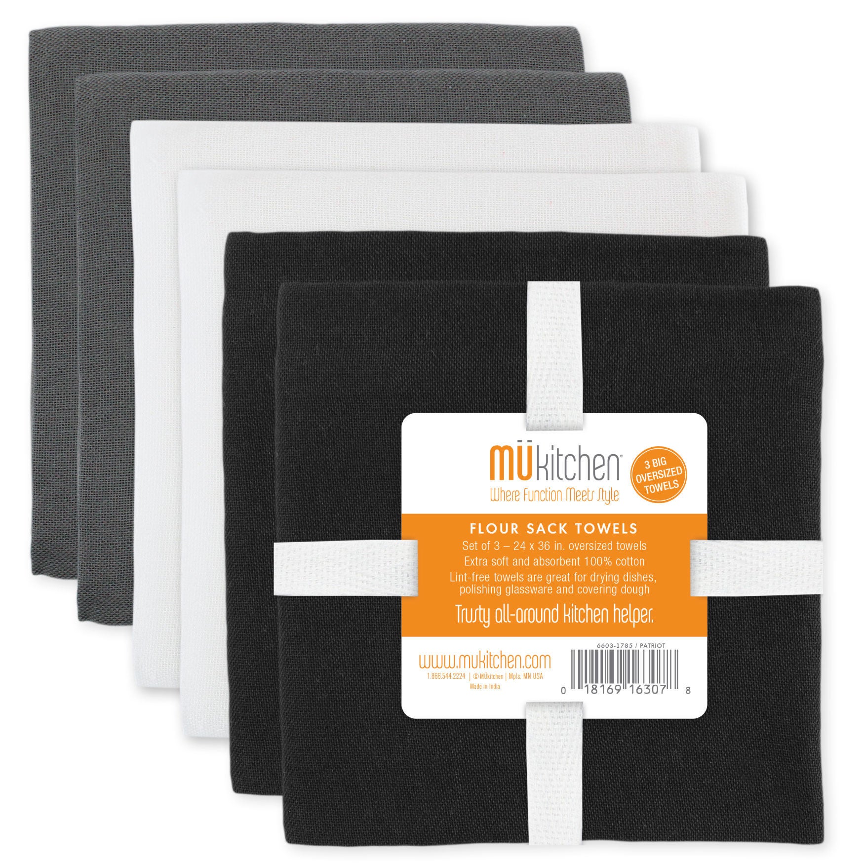 Flour Sack - Set of 6 Towels, MULTI CHALK, hi-res image number 0