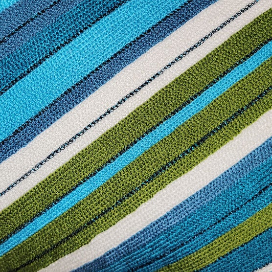 Edie @ Home Indoor/Outdoor Ombre Bias Crewel Embroidered Stripe Decorative Throw Pillow 12X24, Aqua Multi, , alternate image number null