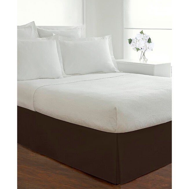 Luxury Hotel Classic Tailored 14 inches Drop Chocolate Bed Skirt, DARK BROWN, hi-res image number 0