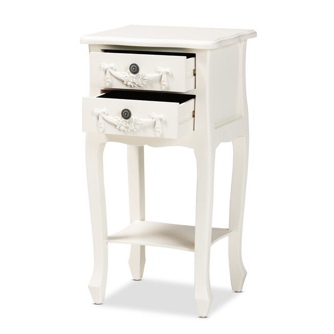 Eliya Classic And Traditional White Finished Wood 2-Drawer Nightstand, , on-hover image number null