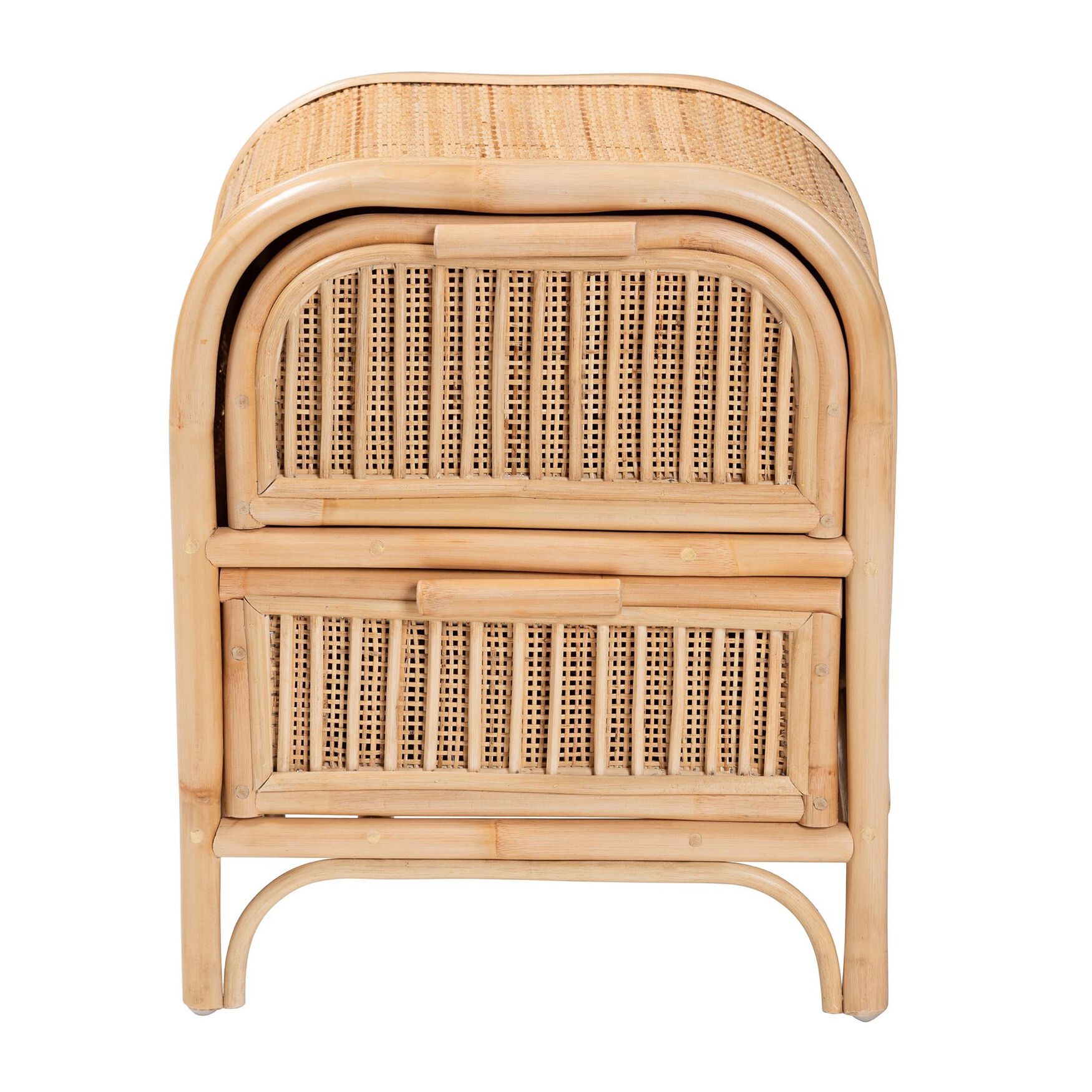 Adrika Bohemian Natural Rattan 2-Drawer Nightstand, , alternate image number 8