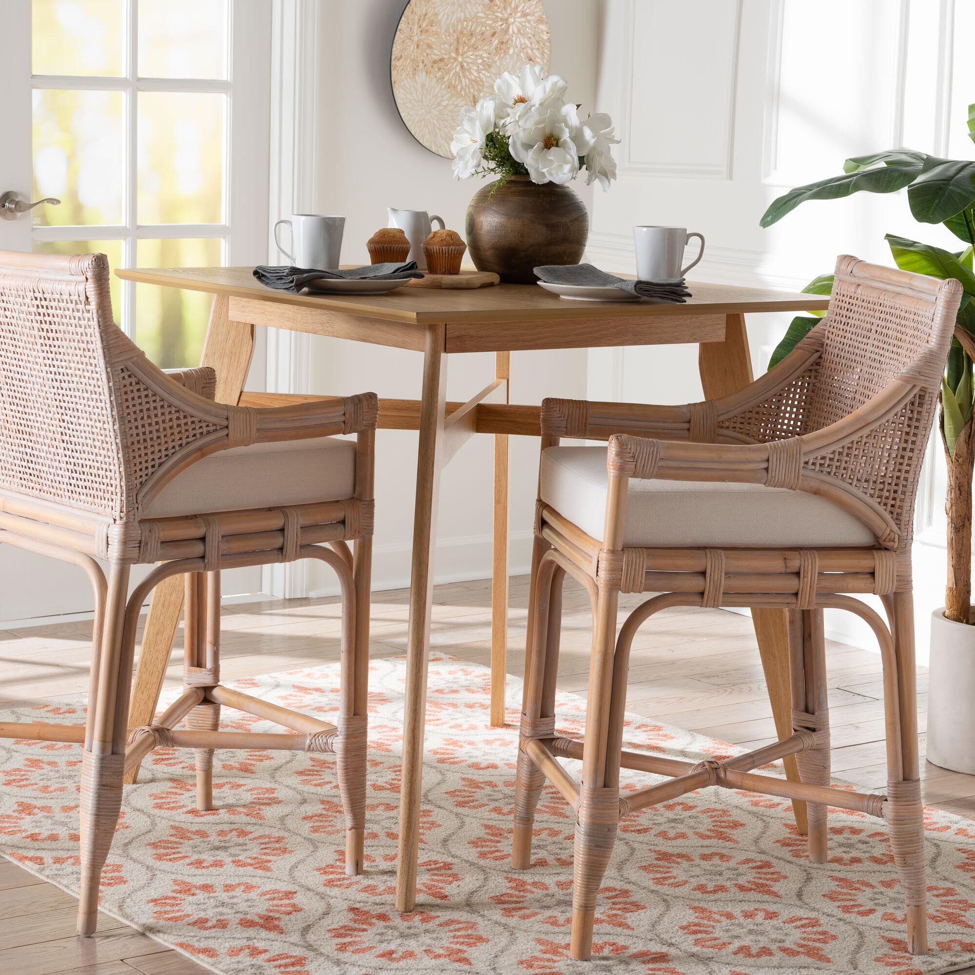 Allen Natural Rattan Counter Stool, BROWN, hi-res image number 0