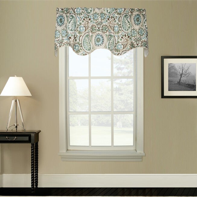 Paisley Prism Lined Duchess Filler Valance, LATTE, hi-res image number 0