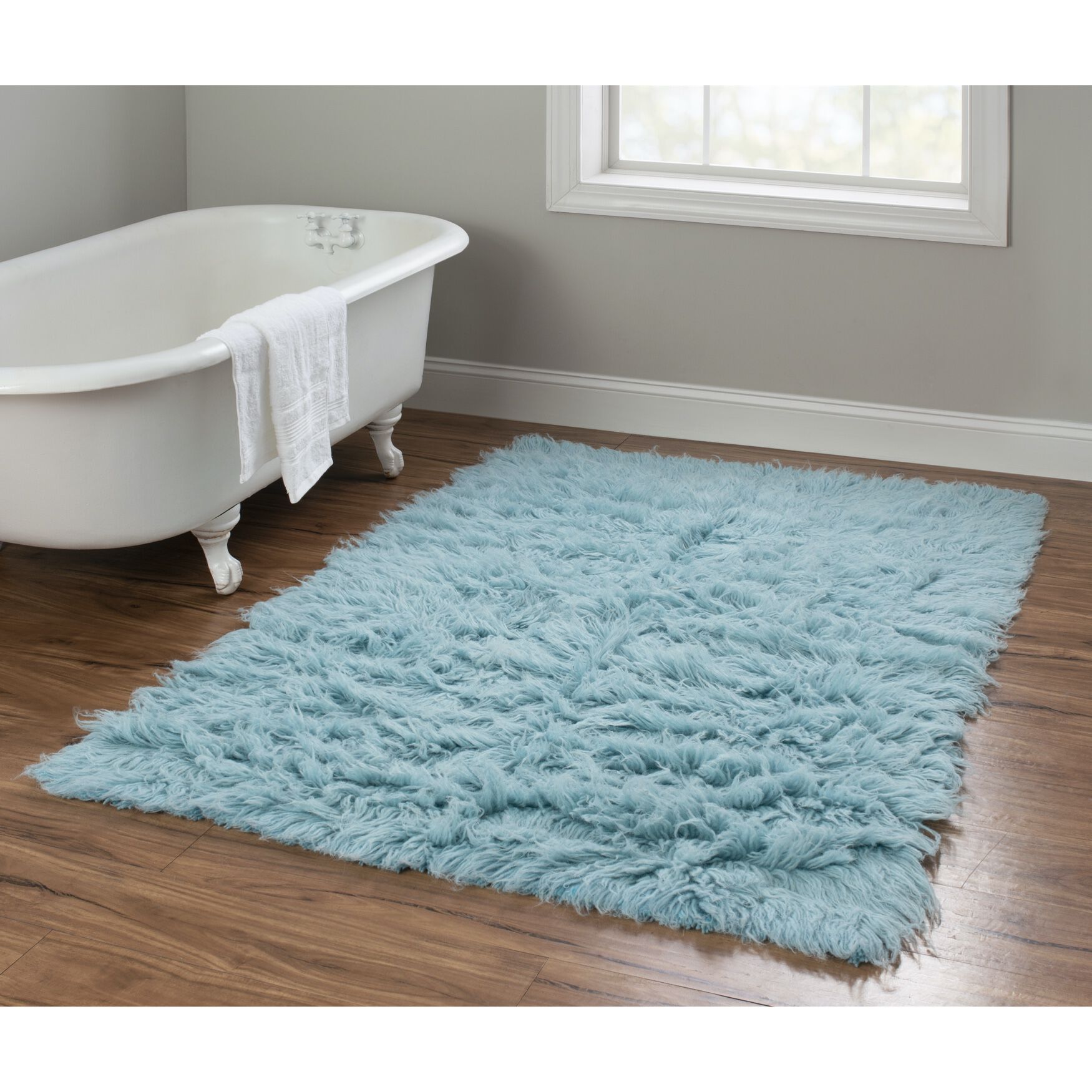 Flokati Pastel Blue Rug, , alternate image number 2