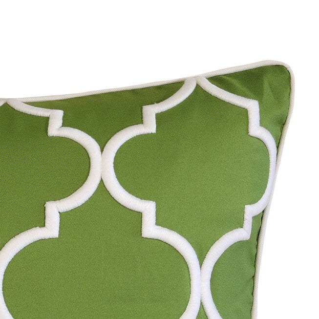 Edie @ Home Indoor/Outdoor Oversized Embroidered Quartrefoil Decorative Throw Pillow 20X20, Leaf/White, , alternate image number 10