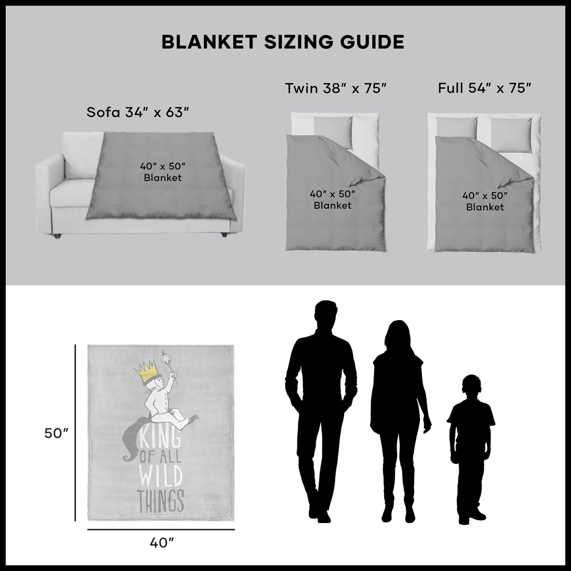 Warner Bros. Where the Wild Things Are King of All Silk Touch Throw Blanket 40x50 Inches, GRAY, alternate image number 5