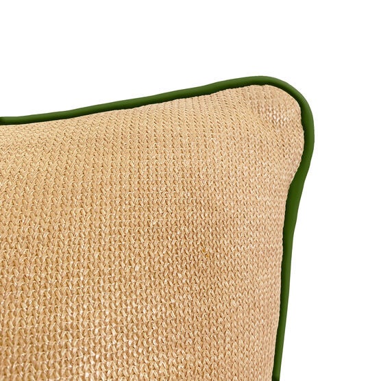 Edie @ Home Indoor/Outdoor Reversible Raffia Mitered Stripe Decorative Throw Pillow 20X20, Leaf Multi, , alternate image number null