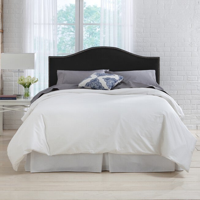 Microsuede Nail Button Headboard, PREMIER BLACK, hi-res image number 0