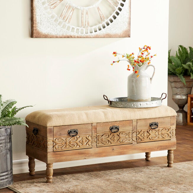 Brown Chinese Fir Farmhouse Bench, 20x47x16, , alternate image number 8