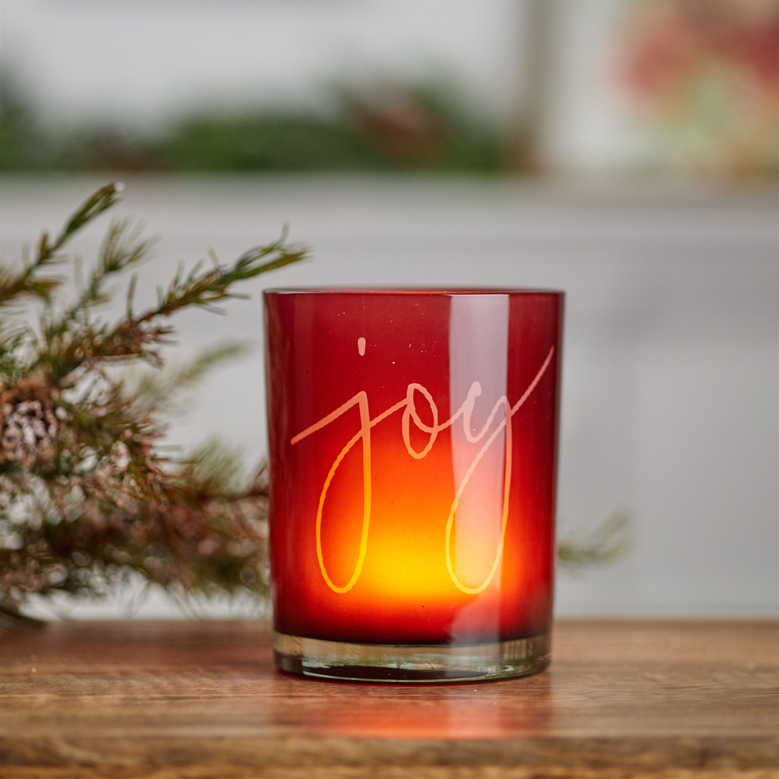 Joy Glass Votive Holder (Set of 2), RED, alternate image number 6