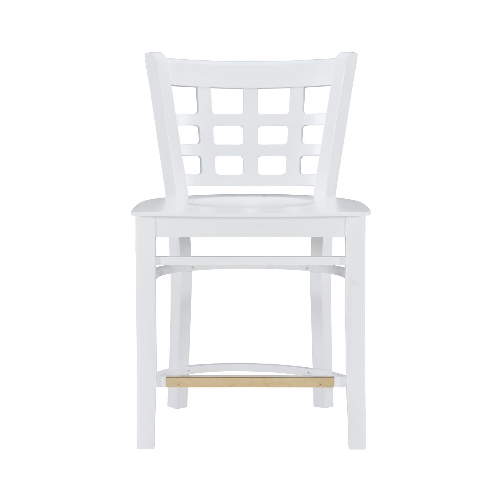white counter stool with grid backrest
