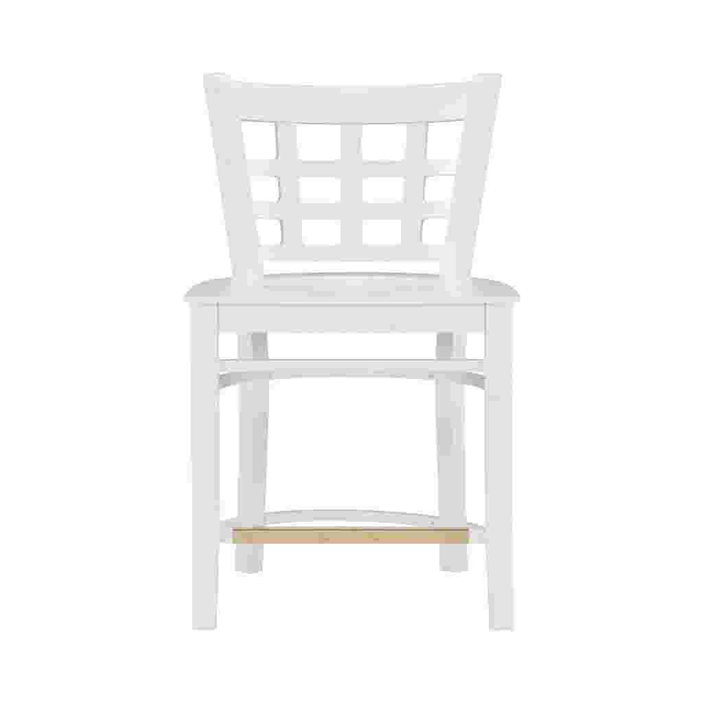 white counter stool with grid backrest