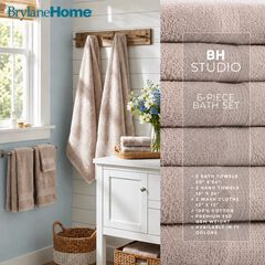 BH Studio 6-Piece Plush & Absorbent 100% Cotton Bath Towel Set