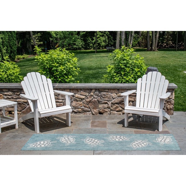 Liora Manne Carmel Seaturtles Indoor/Outdoor Rug Aqua 23 inchesX7 feet 6 inches, , alternate image number 8