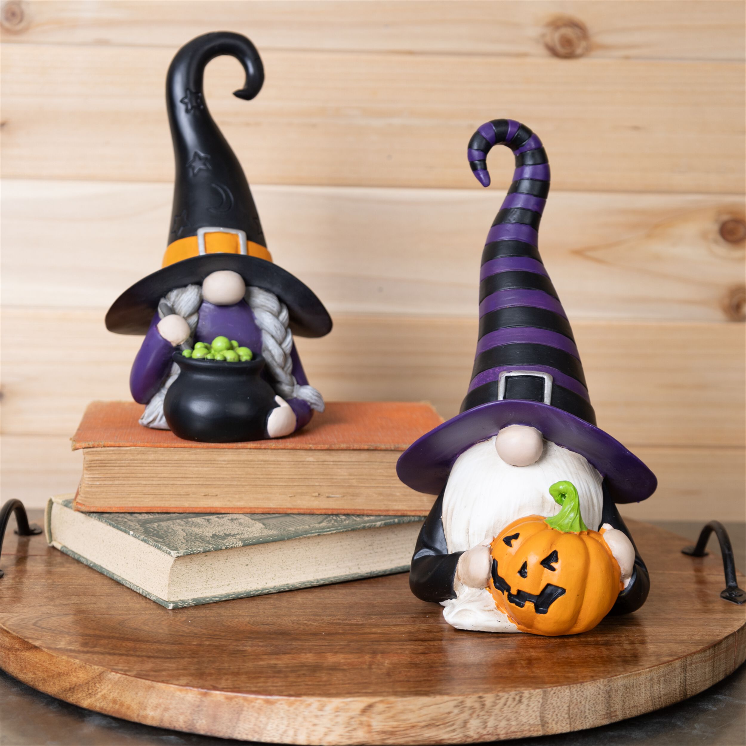 Witch Gnome Figurine (Set of 2), BLACK ORANGE PURPLE, alternate image number 4