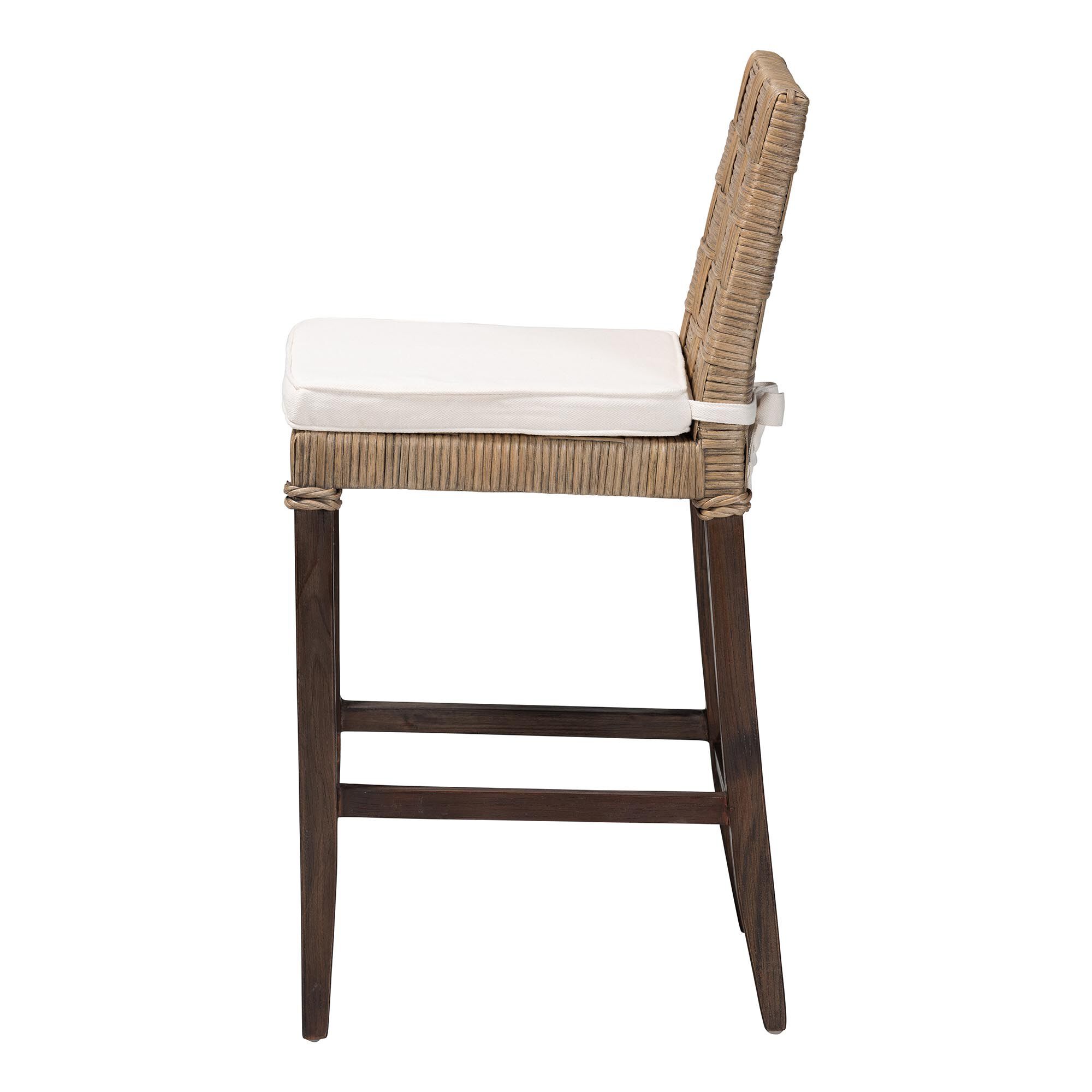 Fatima Natural Rattan Counter Stool with Cushion, GREY, alternate image number 3
