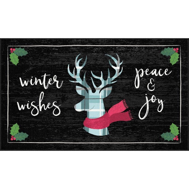 Winter Wishes Black Kitchen Rug, BLACK, hi-res image number null