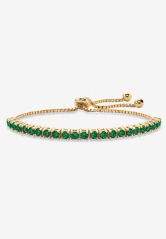 Gold-Plated Bolo Bracelet, Simulated Birthstone 9.25" Adjustable
