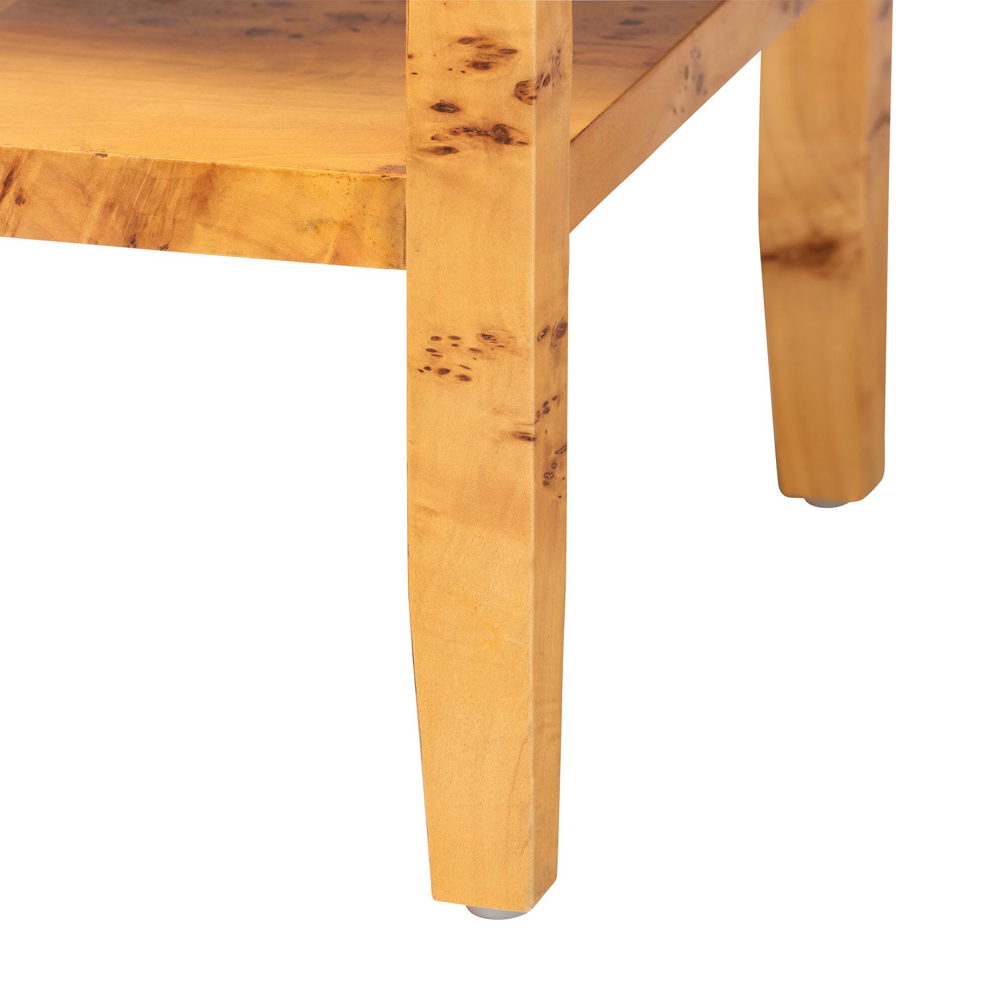 Ghina Modern and Contemporary Natural Light Mappa Real Burl Wood 1-Drawer Nightstand, BURL, alternate image number 6