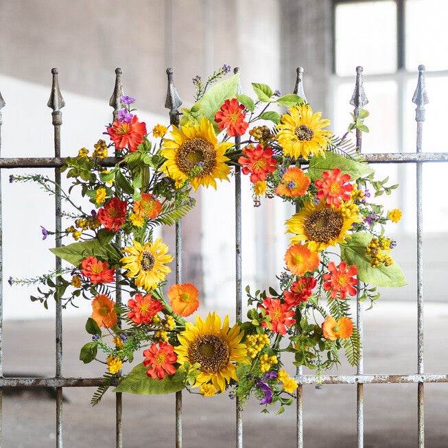 Sunflower Wreath 22 inchesD Polyester/Plastic, , alternate image number 4