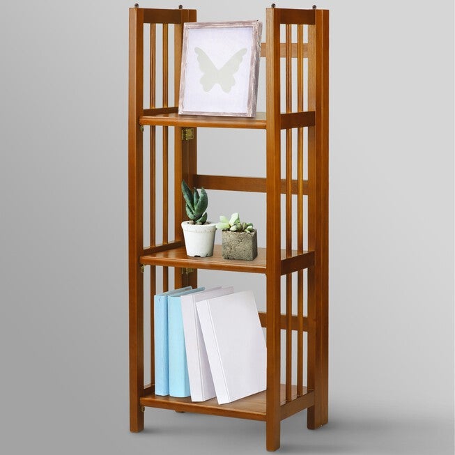 3-Shelf Folding Bookcase 14 inches Wide-Honey Oak, , alternate image number 12