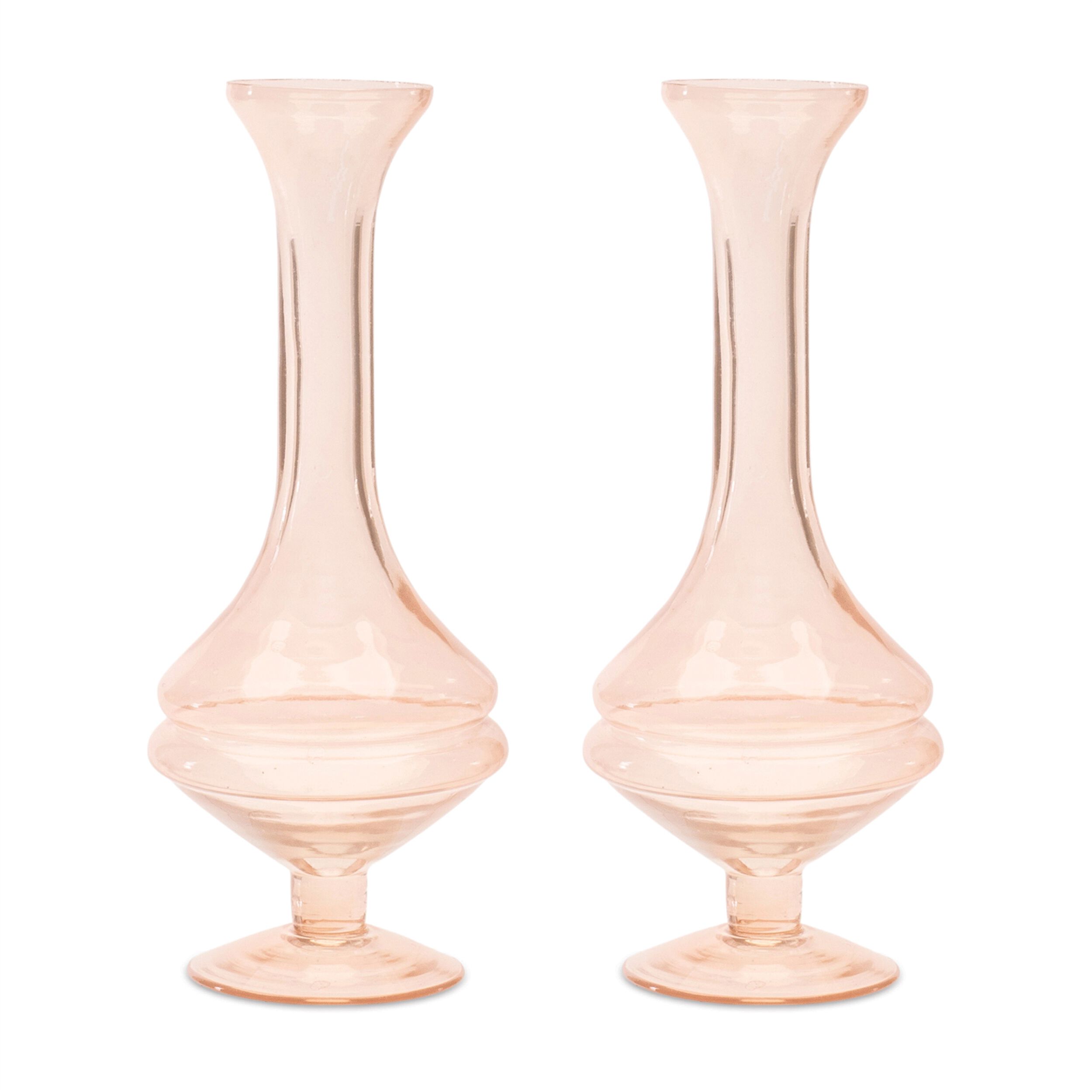 Pink Glass Stem Vase (Set of 2), PINK, alternate image number 1