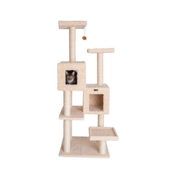 Multi-Level Real Wood Cat Tree With Two Condos Perches, , alternate image number null