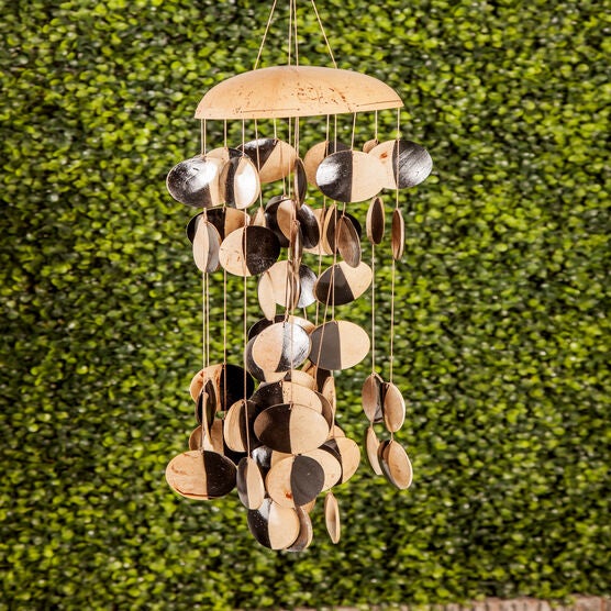 Black And Cream Coconut Shells Coastal Windchime, , alternate image number null