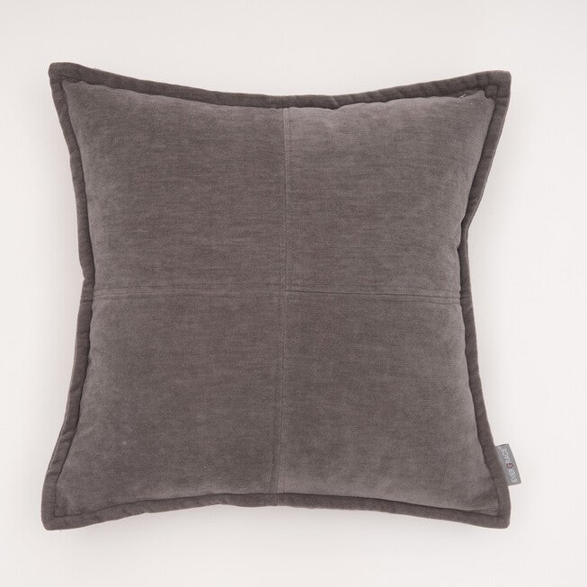 Lambent Cross Stitch Solid Square Pillow, GHOST GREY, hi-res image number null