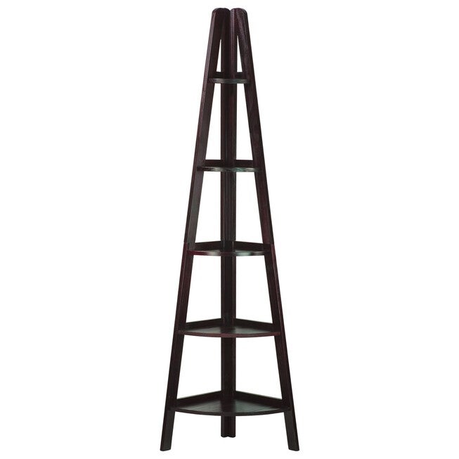5-Shelf Corner Ladder Bookcase-Espresso, ESPRESSO, hi-res image number 0