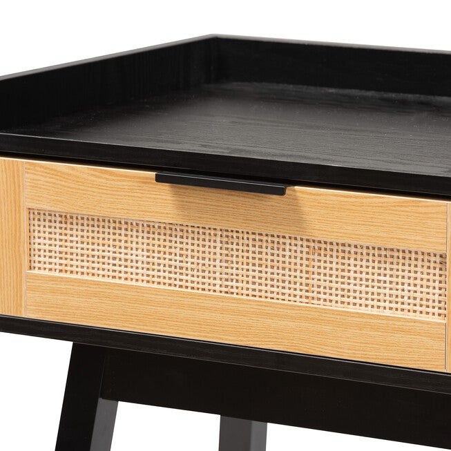 Kalani Mid-Century Modern Two-Tone Espresso Brown And Natural Brown Finished Wood 2-Drawer Console Table, , alternate image number 4