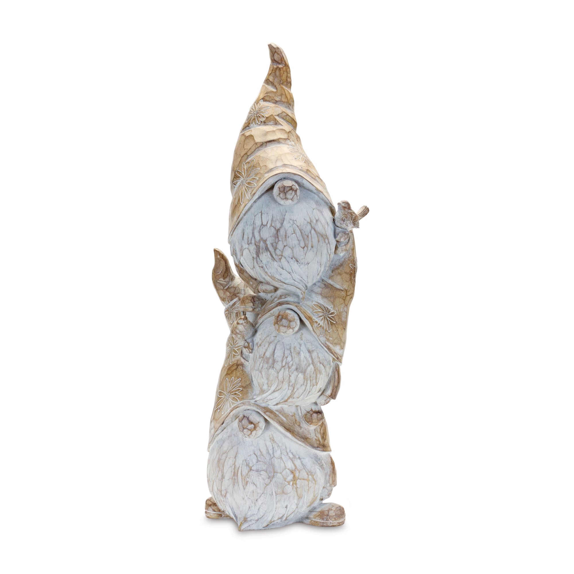 Triple Gnome Stack 23 inchesH Resin, BROWN/WHITE, hi-res image number 0