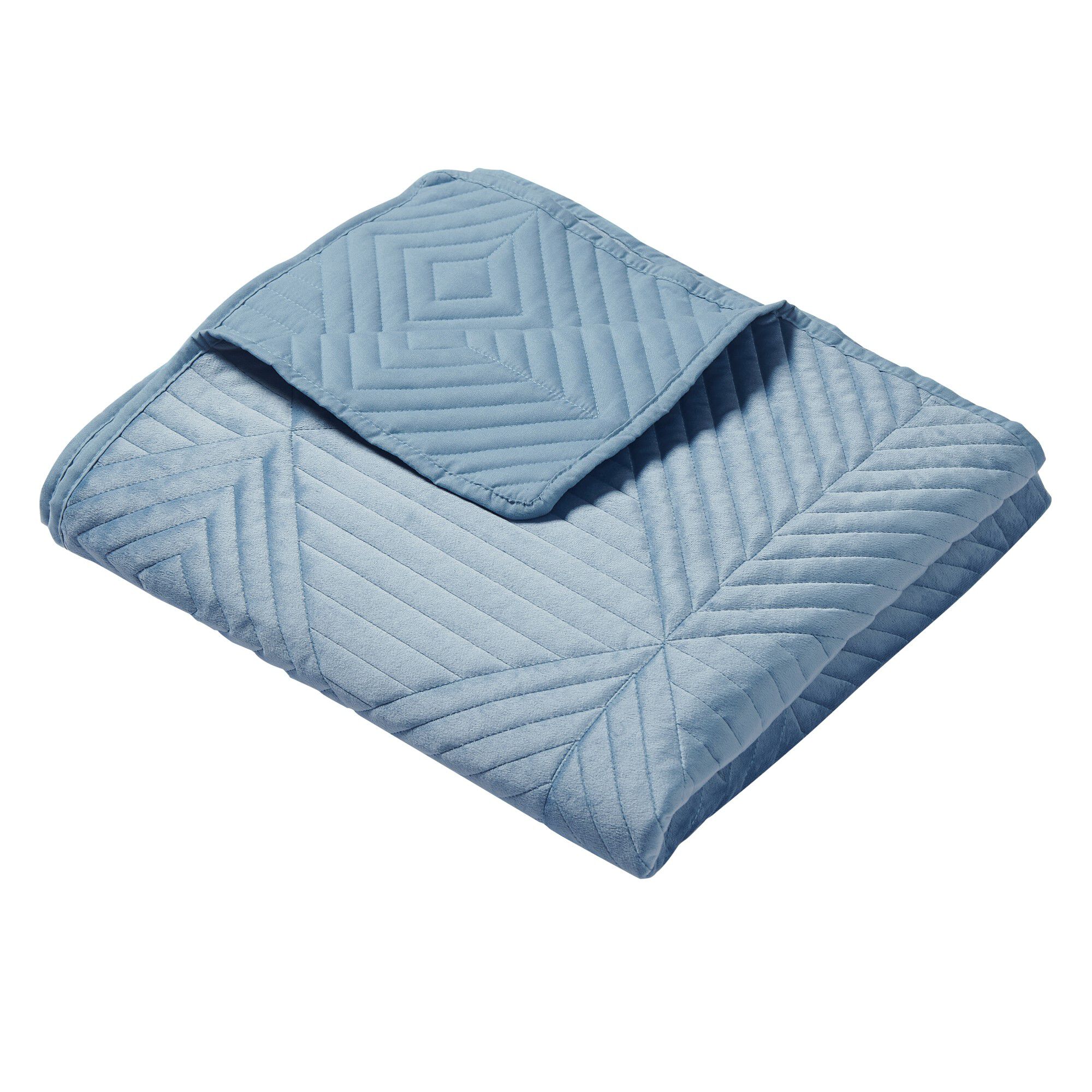 Riviera Velvet Finely Stitched Throw Blanket, Blue, SPA BLUE, alternate image number 1