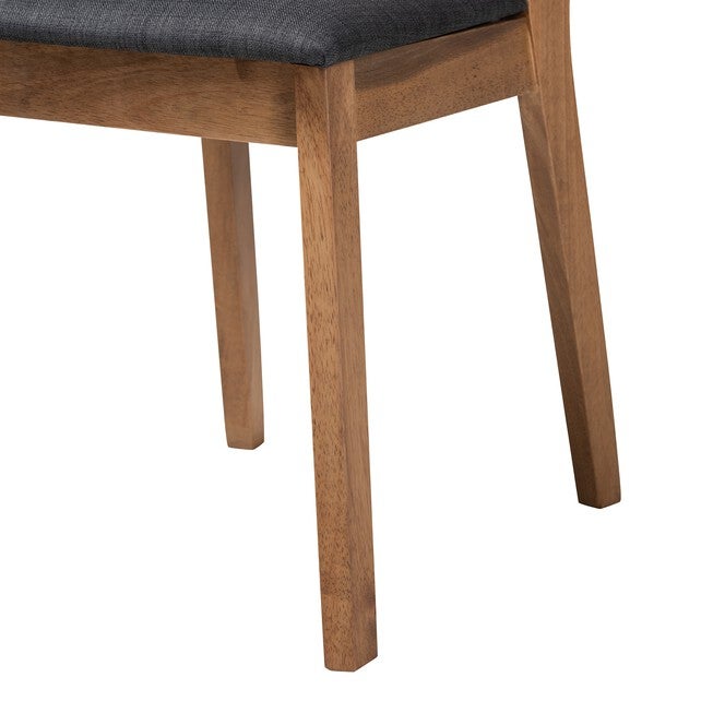 Denmark Mid-Century Modern Black Fabric And French Oak Brown Finished Rubberwood 2-Piece Dining Chair Set, , alternate image number null