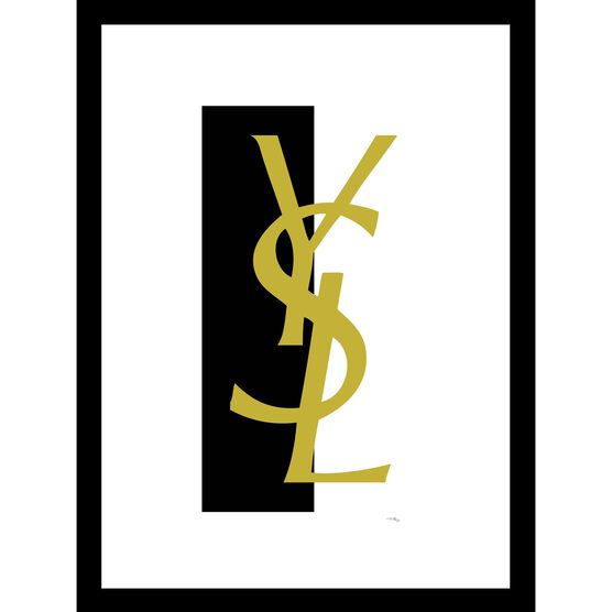 Yves Saint Laurent Logo Gold/Black 14" x 18" Framed Print, RED, hi-res image number null
