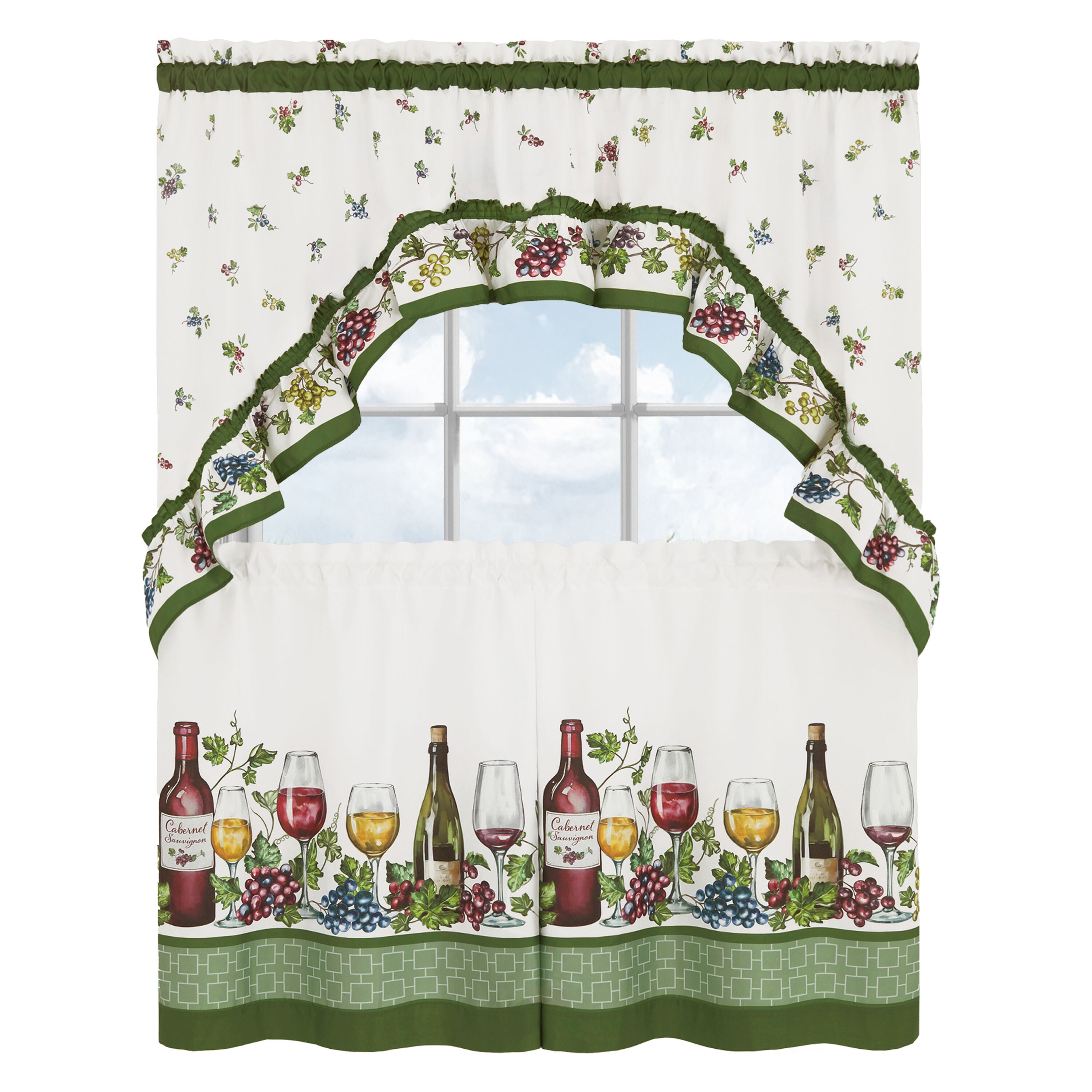 Napa - Printed Tier and Swag Window Curtain Set, MULTI, alternate image number 1