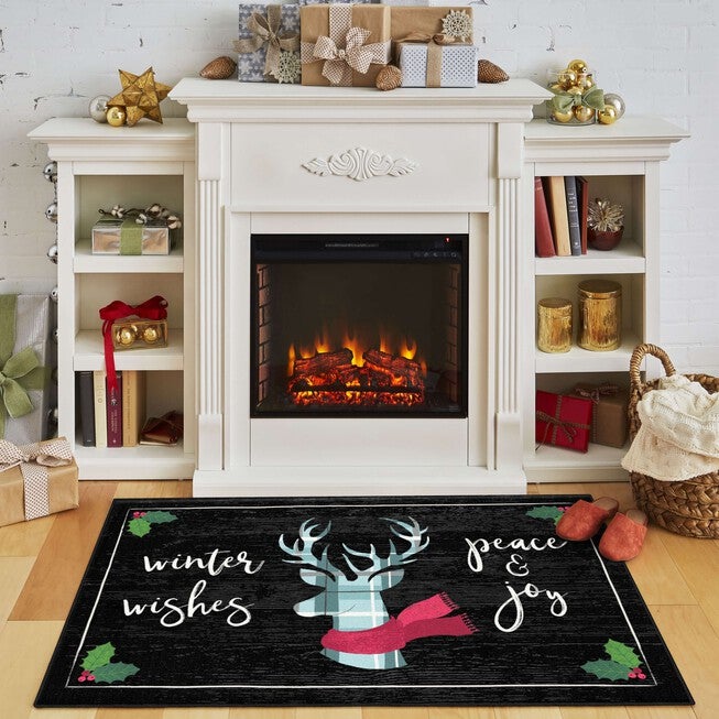 Winter Wishes Black Kitchen Rug, , alternate image number null