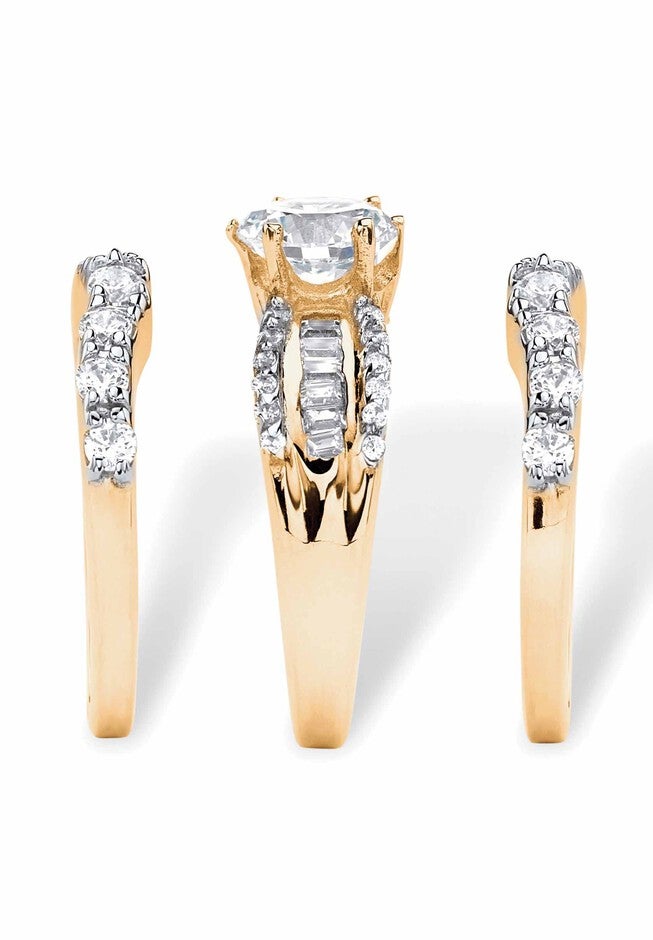 Gold over Silver Bridal Ring Set Cubic Zirconia (5 5/8 cttw TDW), , on-hover image number 1