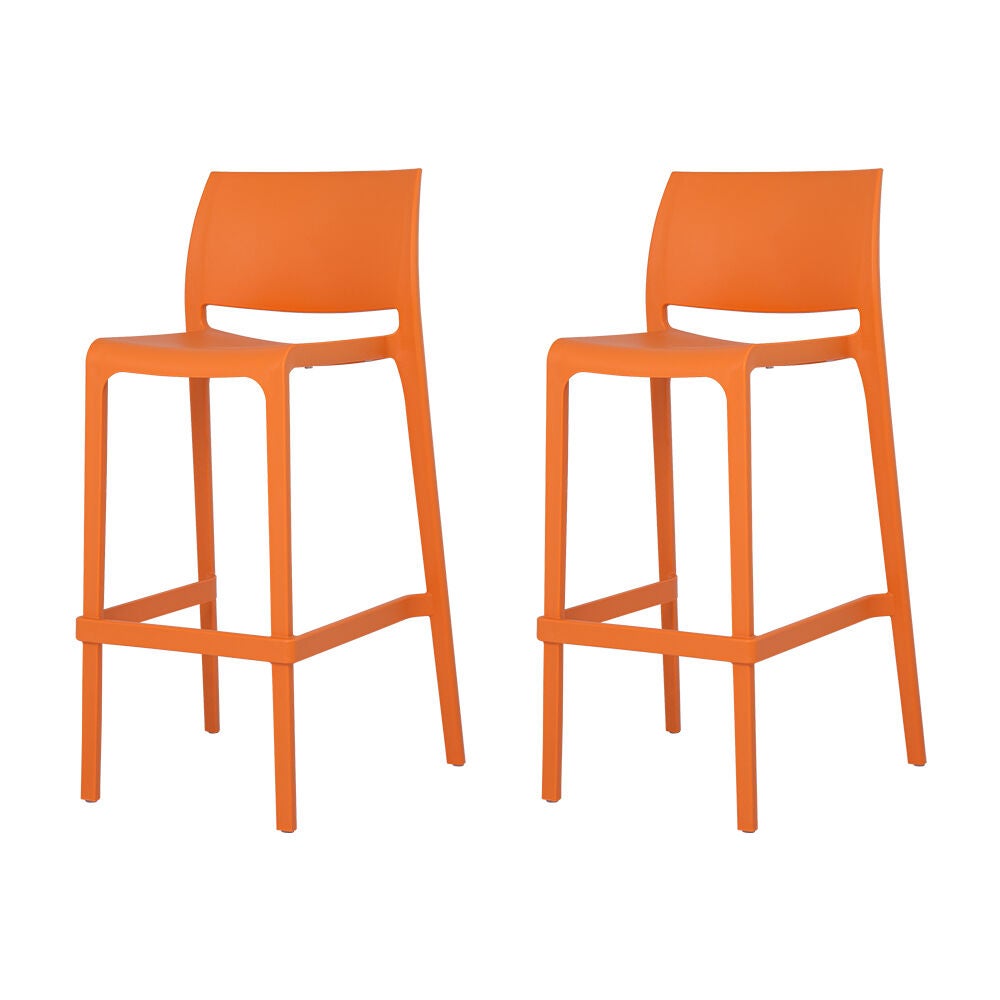 SET OF 2 SENSILLA OUTDOOR STACKABLE BARSTOOL, ORANGE, on-hover image number 1