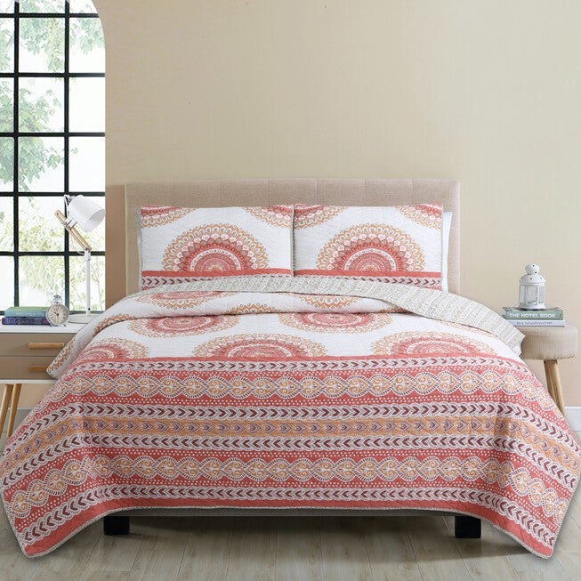 Aimee Quilt Set Quilts, CORAL, hi-res image number 0
