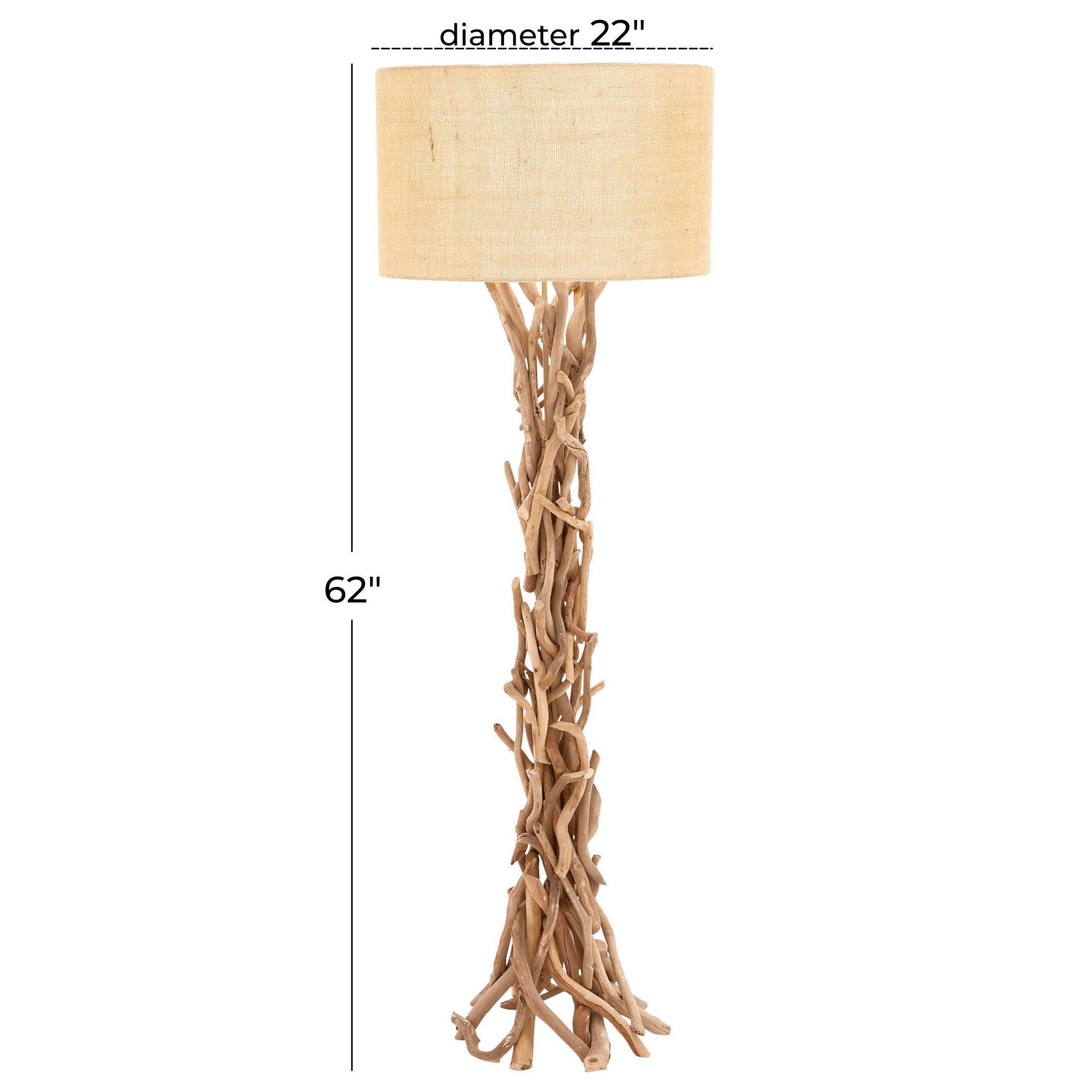 Beige Wood Rustic Floor Lamp, , alternate image number 5