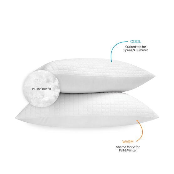 SensorPEDIC All Seasons Reversible Fiber Bed Pillow 2 Pack Catherines