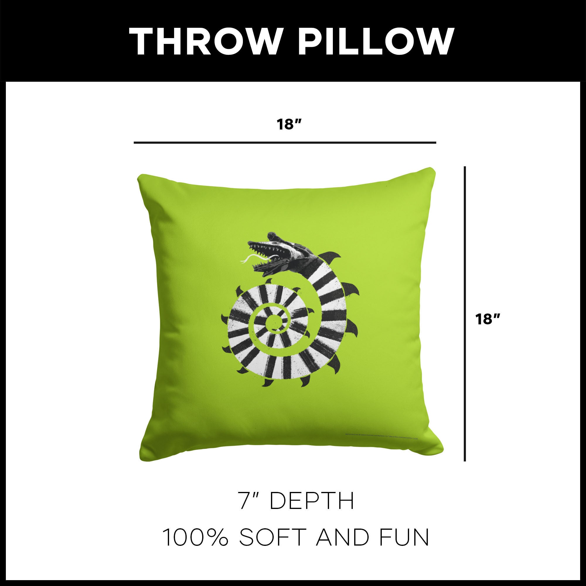 Warner Bros. Beetlejuice Mind The Sandworms Throw Pillow 18X18 Inches, GREEN, alternate image number 4